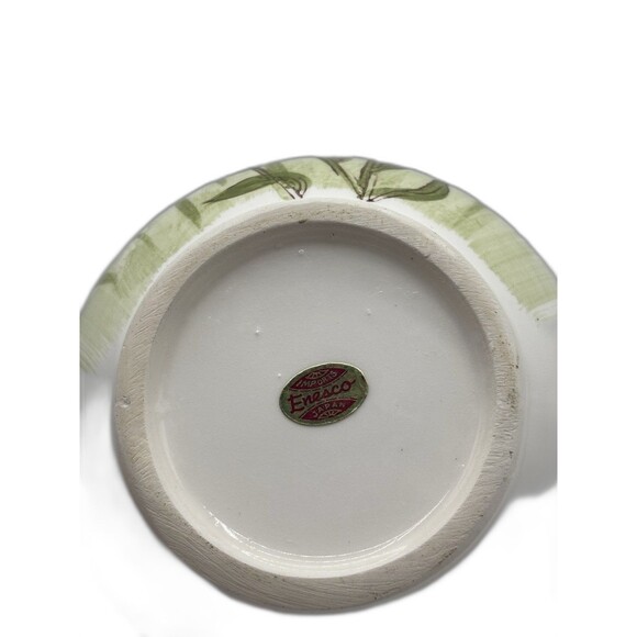 Vintage Enesco Hand painted Ceramic Pitcher White With Yellow Flowers And Green - Picture 5 of 10